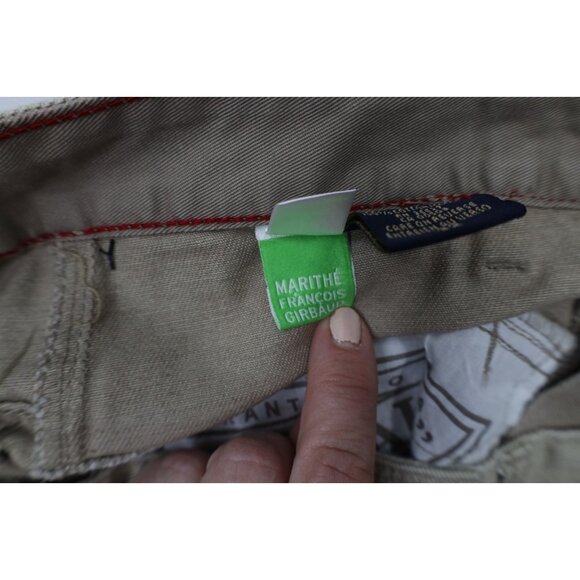Deadstock Vtg 90s Marithe Francois Girbaud Mens 32 Baggy Denim Jean Shorts Beige - Picture 10 of 16